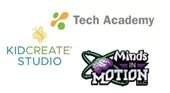KidCreate, Minds in Motion, and Tech Academy Logos