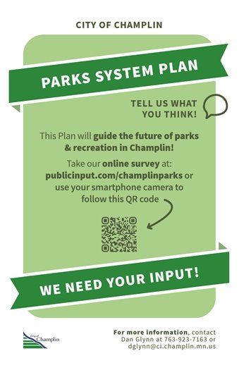 A view of the park system survey flyer. Click to complete the online survey.