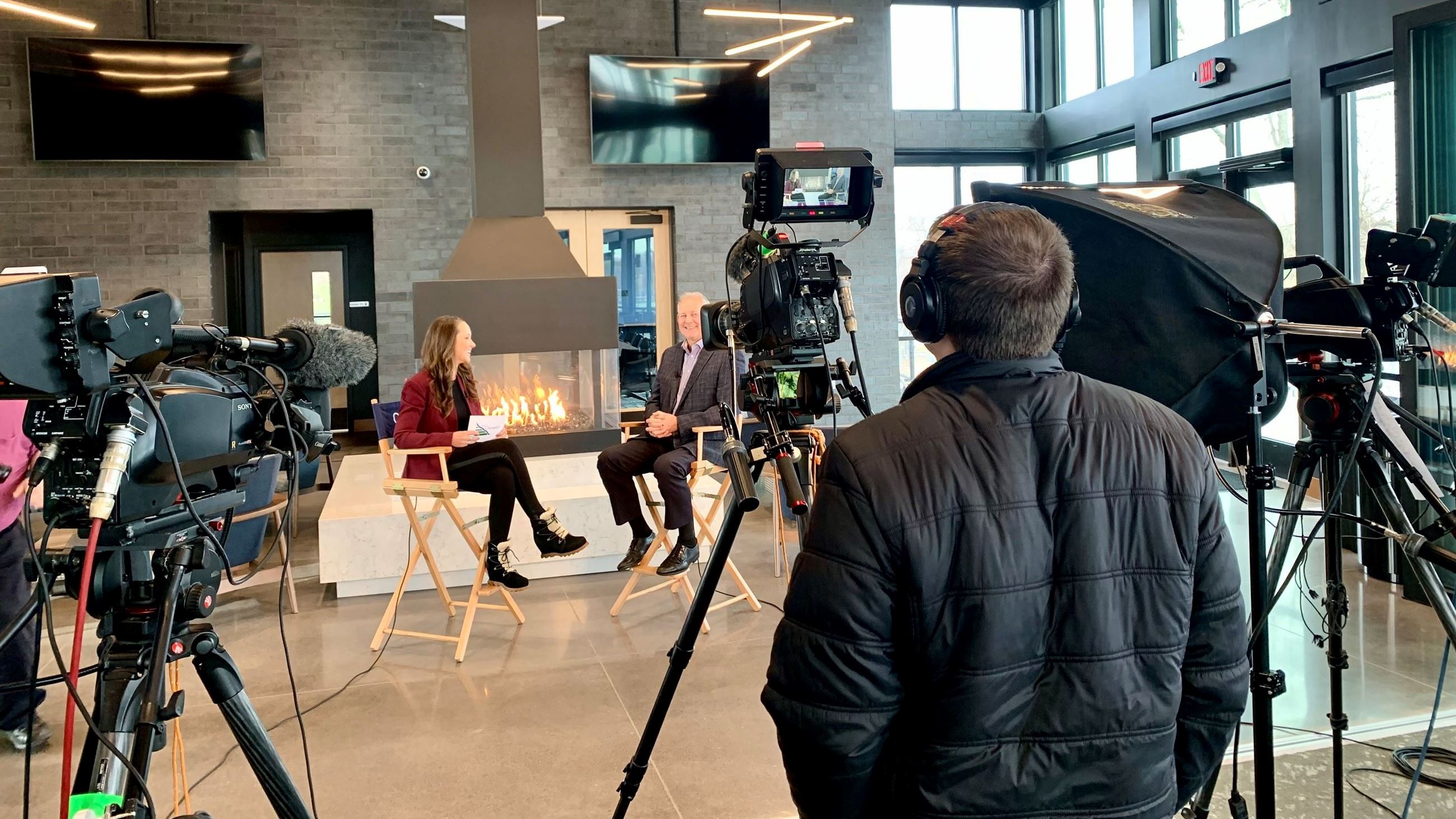 A view of Bret and Ashley on Live and Local Champlin.