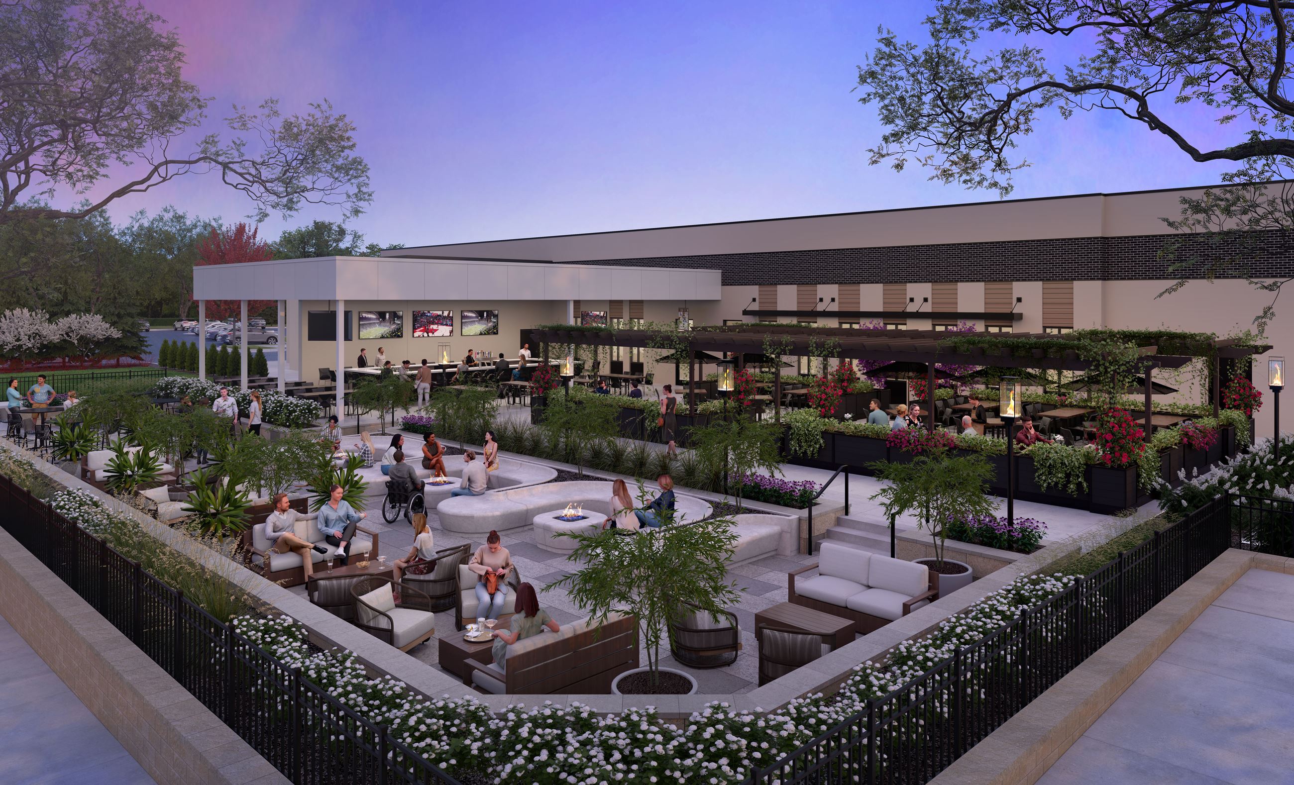 A rendering of the CHARBLU Riverside restaurant.